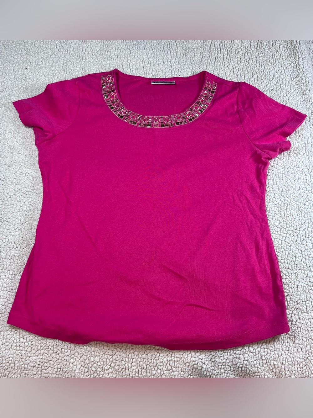 Rebecca Malone Top Women’s Size S Embellished Scoop